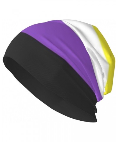 Non Binary Pride Flag Beanie Hat Skull Cap Chemo Hat Scarf Bandana Cancer Headwear Knit Hat for Women Men Adult Black $11.72 ...