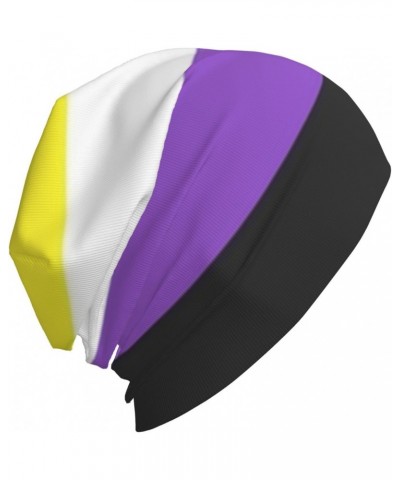 Non Binary Pride Flag Beanie Hat Skull Cap Chemo Hat Scarf Bandana Cancer Headwear Knit Hat for Women Men Adult Black $11.72 ...