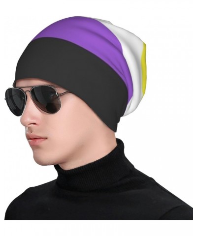 Non Binary Pride Flag Beanie Hat Skull Cap Chemo Hat Scarf Bandana Cancer Headwear Knit Hat for Women Men Adult Black $11.72 ...