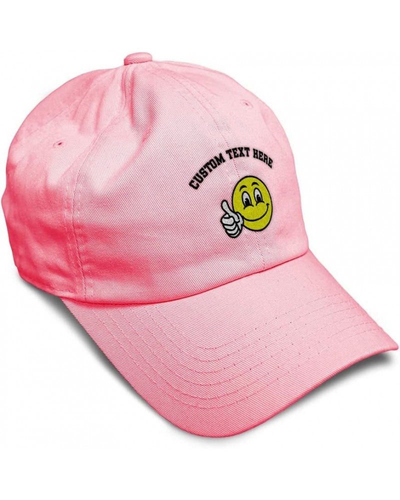 Custom Soft Baseball Cap Smile Smile Happy Face Embroidery Happiness Twill Cotton Dad Hats for Men & Women Coral Personalized...