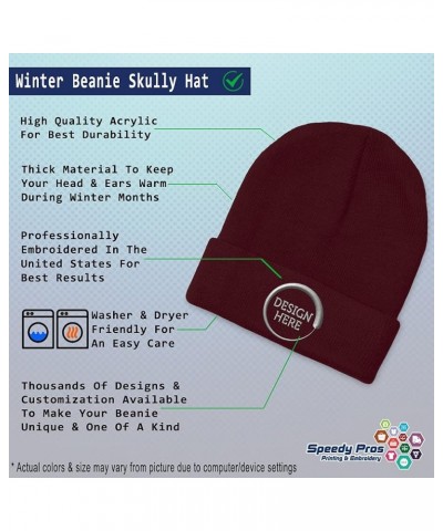 Beanies for Men Cactus B Embroidery Flowers and Plants Color Winter Hats for Women Acrylic Skull Cap 1 Size Burgundy Personal...