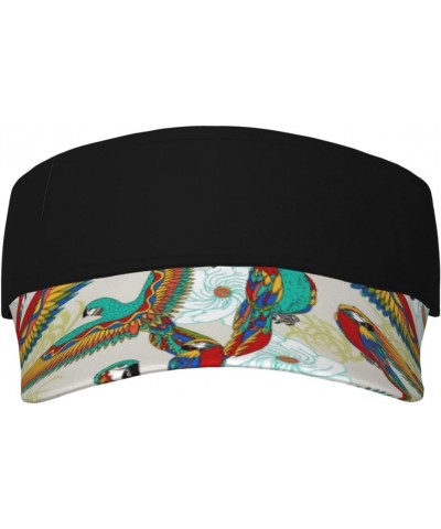 Parrot Art Pattern Adult Sunscreen Visor Cap Uv-Resistant Brim Cap Adjutable Empty Top Baseball Cap Unisex $11.45 Visors