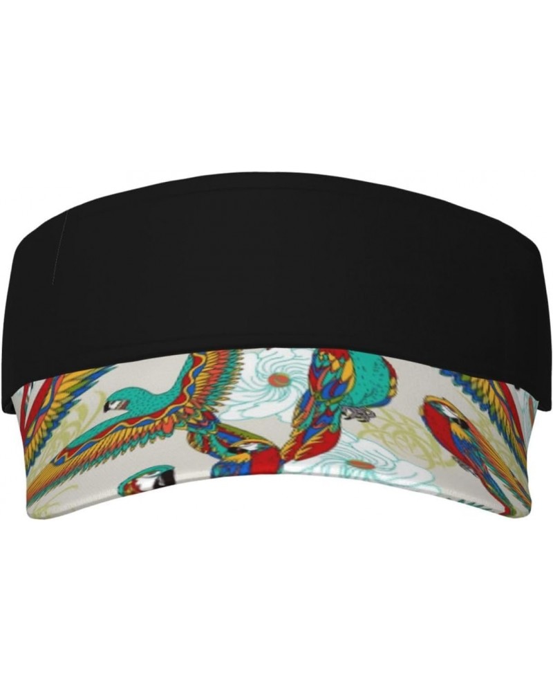 Parrot Art Pattern Adult Sunscreen Visor Cap Uv-Resistant Brim Cap Adjutable Empty Top Baseball Cap Unisex $11.45 Visors