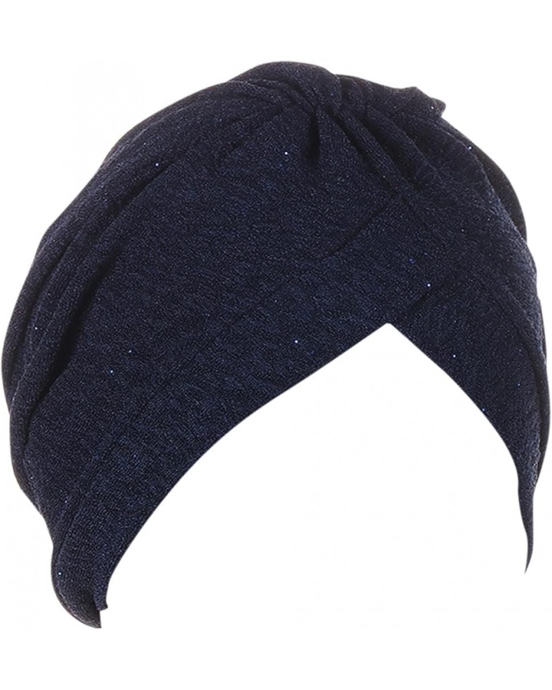 Womens Knit Slouchy Caps Soft Knitted Heardband Trendy Warm Cuffed Plain Hat Silk Winter Hats Cotton Cap Navy-6 $9.51 Skullie...