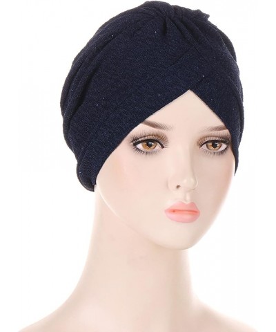 Womens Knit Slouchy Caps Soft Knitted Heardband Trendy Warm Cuffed Plain Hat Silk Winter Hats Cotton Cap Navy-6 $9.51 Skullie...