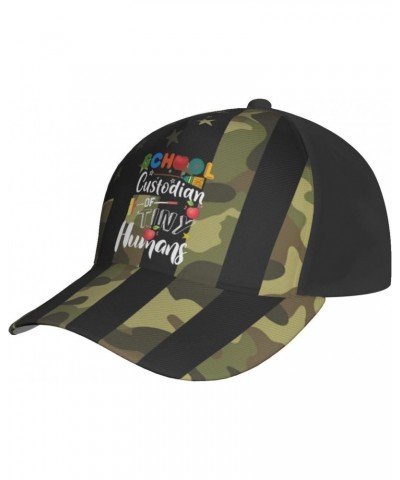 School Custodian of Tiny Humans Cap Tucker Hat Adjustable Sports Baseball Caps9 Black $16.94 Baseball Caps