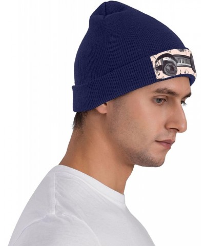 Slouchy Beanie Hats for Women Men Knit Beanies Cuffed Skull Cap Headphones and Piano Winter Ski Hat Navy Blue $12.02 Skullies...