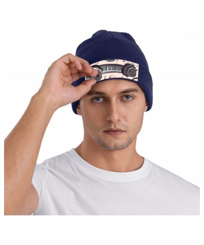 Slouchy Beanie Hats for Women Men Knit Beanies Cuffed Skull Cap Headphones and Piano Winter Ski Hat Navy Blue $12.02 Skullies...