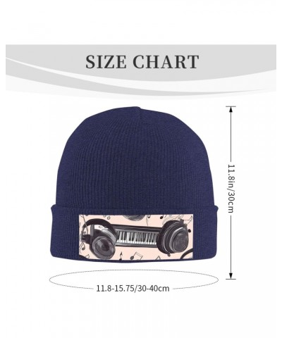 Slouchy Beanie Hats for Women Men Knit Beanies Cuffed Skull Cap Headphones and Piano Winter Ski Hat Navy Blue $12.02 Skullies...