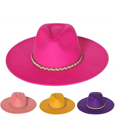 Solid Classic Jazz Hat Fedora Hat Men's and Women's Wide Brim Sombrero Hat 24 $23.18 Fedoras