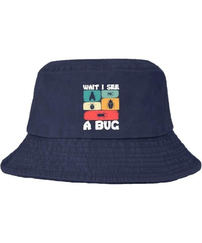 Wait I See A Bug Bucket Hats Bucket Hats Flodable Men Hats for Camping Accessories for Swimming Pool Must Haves Navy $9.67 Bu...