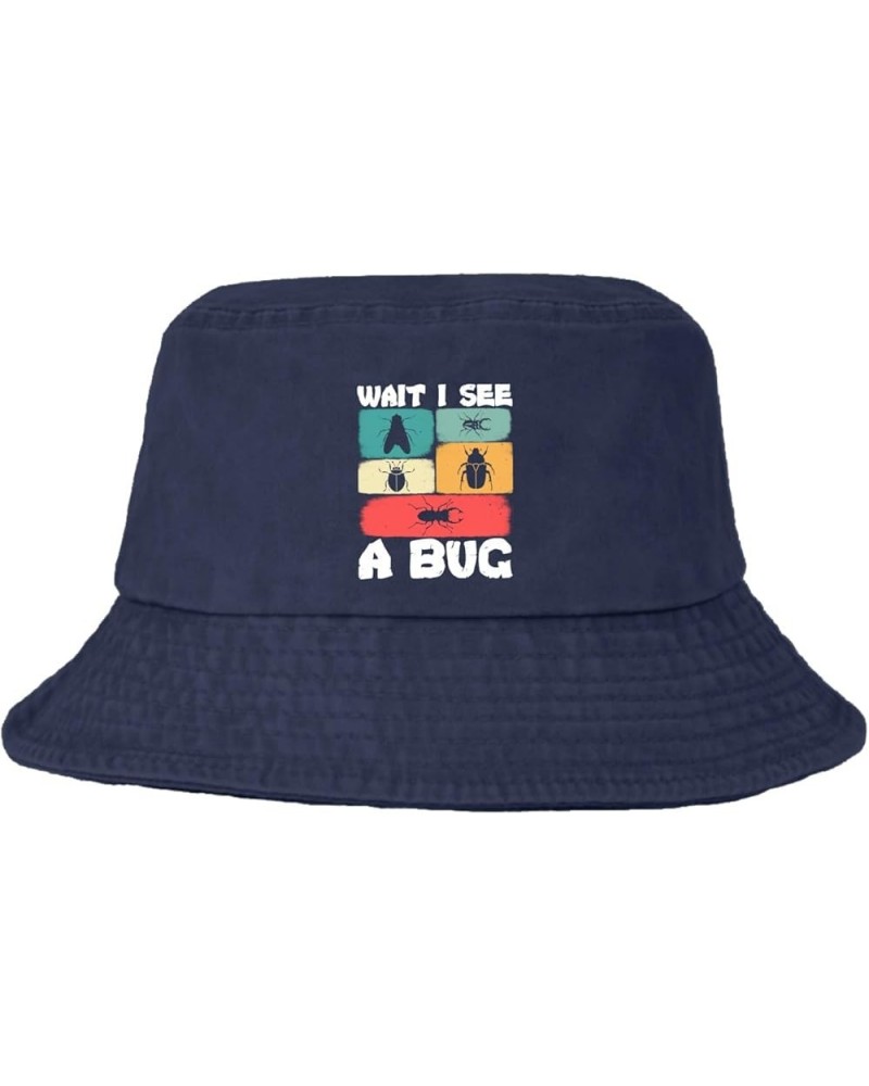 Wait I See A Bug Bucket Hats Bucket Hats Flodable Men Hats for Camping Accessories for Swimming Pool Must Haves Navy $9.67 Bu...