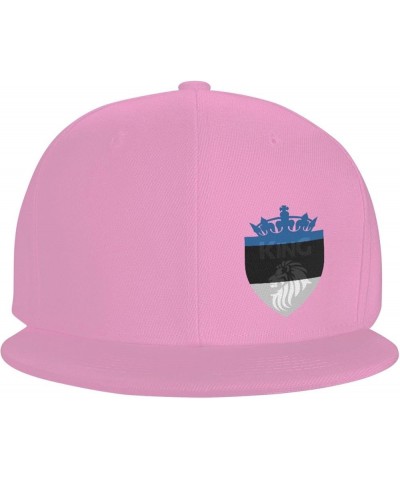 Snapback Baseball Cap Crown Lion Estonia Flag Classic Dad Trucker Flat Bill Brim Hat Pink $8.60 Baseball Caps