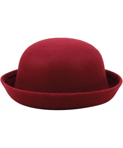 Winter Wool Knit Cloche Hat 1920 Vintage Benie Cap Bowler Church Bucket Hat for Women Ladies Wine $6.11 Bucket Hats