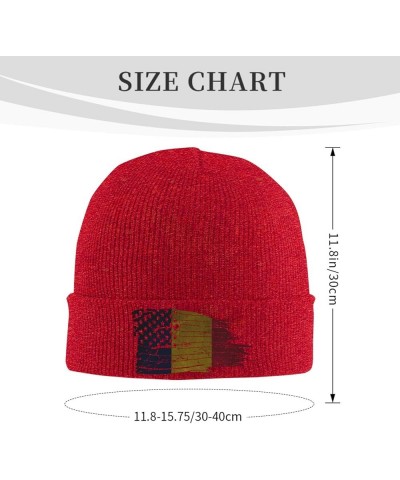 American USA Chad Half Flag Winter Warm Knit Hat - Soft Beanie Cap Black Red $13.04 Skullies & Beanies