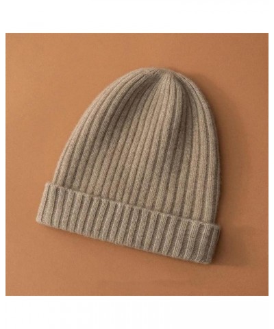 100% Cashmere Knitted Headgears for Women Soft Warm Beanie Hat Solid Casual Hedging Cap Skullies 18 Gray $30.36 Skullies & Be...