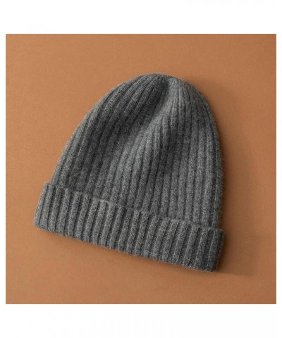 100% Cashmere Knitted Headgears for Women Soft Warm Beanie Hat Solid Casual Hedging Cap Skullies 18 Gray $30.36 Skullies & Be...