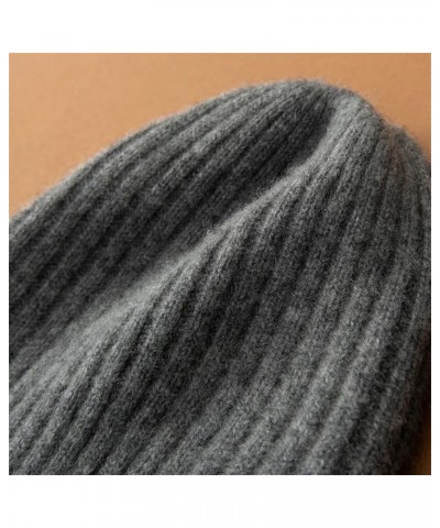 100% Cashmere Knitted Headgears for Women Soft Warm Beanie Hat Solid Casual Hedging Cap Skullies 18 Gray $30.36 Skullies & Be...