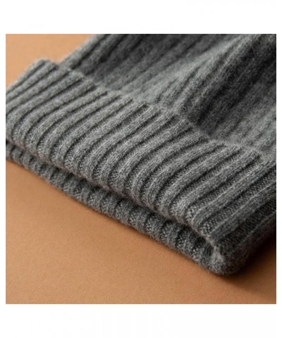 100% Cashmere Knitted Headgears for Women Soft Warm Beanie Hat Solid Casual Hedging Cap Skullies 18 Gray $30.36 Skullies & Be...