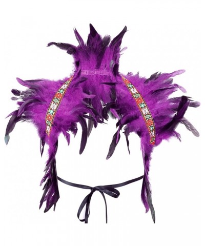 Men's Feathers Shawl Scarf Punk Gothic Halloween Party Carnival Fashion Shawl Scarves Clothing Decorative Purple $11.99 Scarves