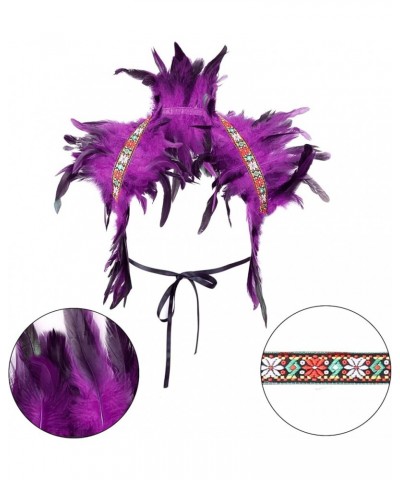 Men's Feathers Shawl Scarf Punk Gothic Halloween Party Carnival Fashion Shawl Scarves Clothing Decorative Purple $11.99 Scarves