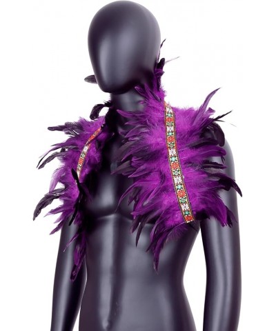 Men's Feathers Shawl Scarf Punk Gothic Halloween Party Carnival Fashion Shawl Scarves Clothing Decorative Purple $11.99 Scarves