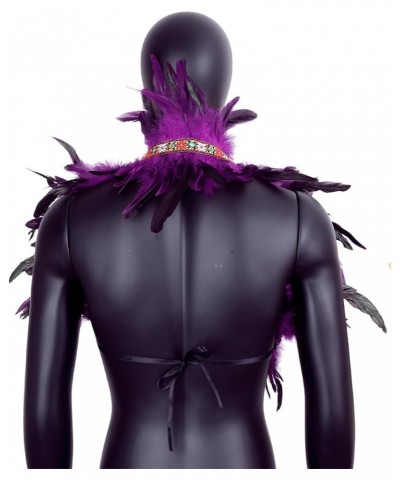 Men's Feathers Shawl Scarf Punk Gothic Halloween Party Carnival Fashion Shawl Scarves Clothing Decorative Purple $11.99 Scarves