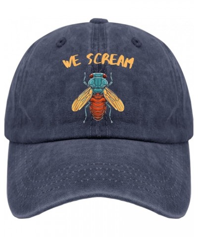 We Scream, Funny Entomology Cicada Lover Cicada Fest 2024 Hats for Men Baseball Humor Trucker Unisex Black Mens Navy Blue $12...