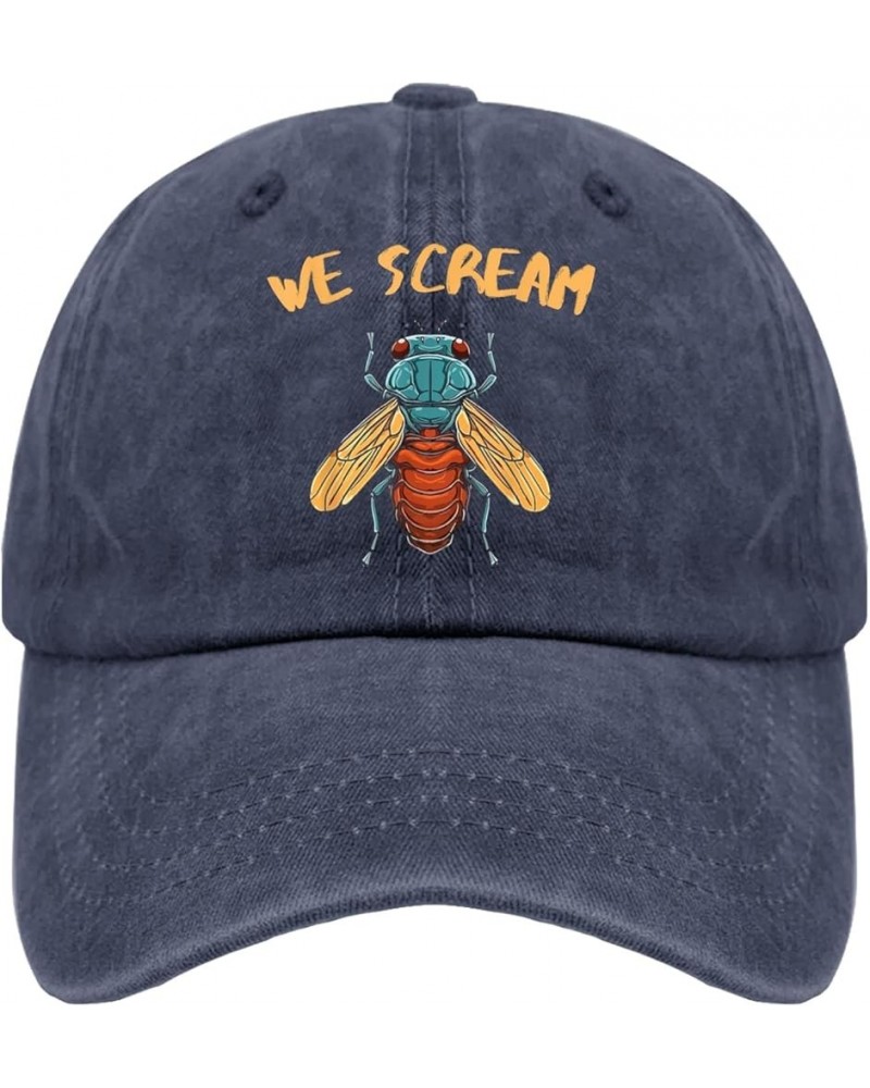 We Scream, Funny Entomology Cicada Lover Cicada Fest 2024 Hats for Men Baseball Humor Trucker Unisex Black Mens Navy Blue $12...