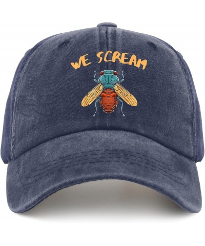 We Scream, Funny Entomology Cicada Lover Cicada Fest 2024 Hats for Men Baseball Humor Trucker Unisex Black Mens Navy Blue $12...