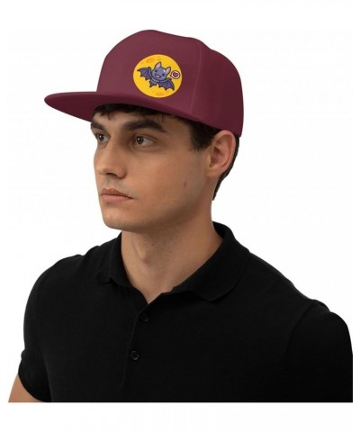 Cute Bat Snapback Hat Baseball Cap for Men Women Hip Hop Style Flat-Brimmed Hats Dark Red $13.58 Baseball Caps