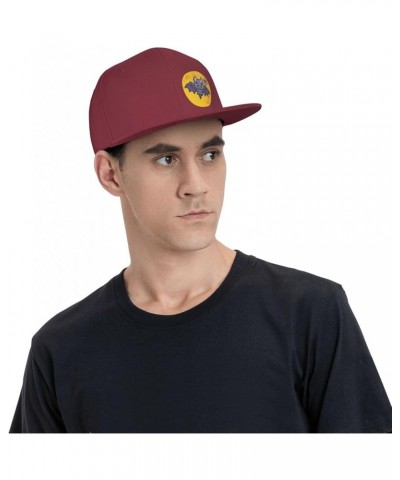 Cute Bat Snapback Hat Baseball Cap for Men Women Hip Hop Style Flat-Brimmed Hats Dark Red $13.58 Baseball Caps