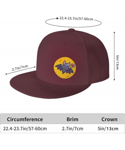 Cute Bat Snapback Hat Baseball Cap for Men Women Hip Hop Style Flat-Brimmed Hats Dark Red $13.58 Baseball Caps