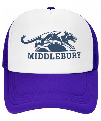 Middlebury College Logo Trucker Hats for Both Men and Women - Mesh Baseball Snapback Hats Purple $17.48 Baseball Caps