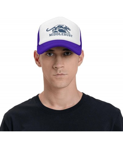 Middlebury College Logo Trucker Hats for Both Men and Women - Mesh Baseball Snapback Hats Purple $17.48 Baseball Caps