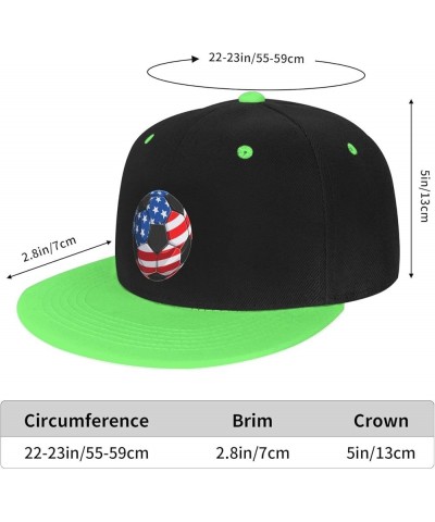 Soccer with American Flag Baseball Cap for Men Women Snapback Hat Adjustable Flat Bill Hats Green $10.88 Baseball Caps