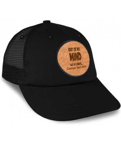 Patch Hat Printed Leather Background Out of My Mind Back in 5 Minutes Funny Cotton Trucker Baseball Cap Black Circle Patch Pe...