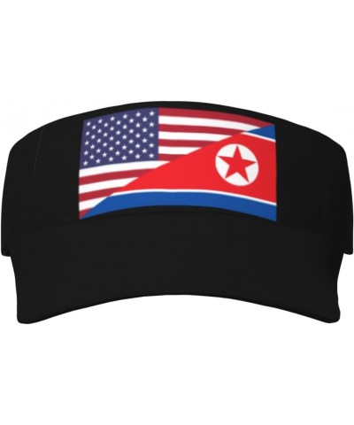 America North Korea Friendship Flag Unisex Sun Visor Cap - Ultimate UV Protection for Stylish Outdoor Fun! Black $10.47 Visors