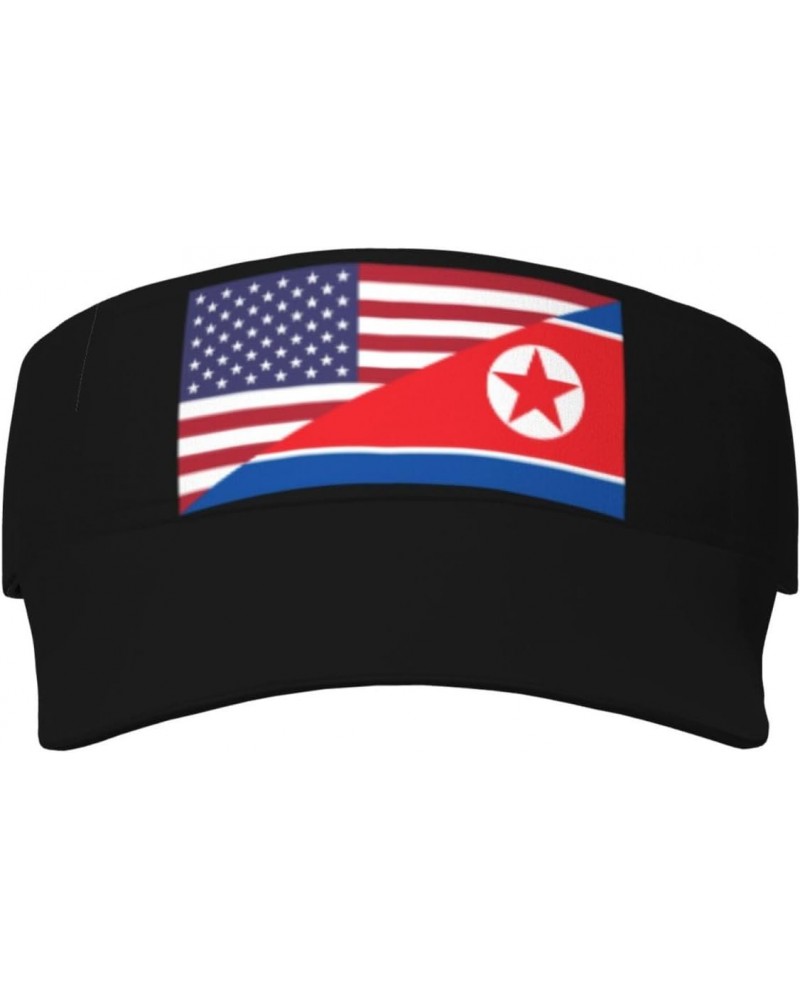 America North Korea Friendship Flag Unisex Sun Visor Cap - Ultimate UV Protection for Stylish Outdoor Fun! Black $10.47 Visors