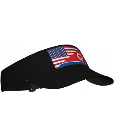 America North Korea Friendship Flag Unisex Sun Visor Cap - Ultimate UV Protection for Stylish Outdoor Fun! Black $10.47 Visors