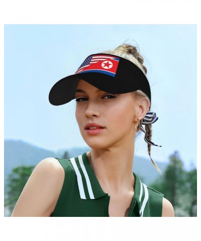 America North Korea Friendship Flag Unisex Sun Visor Cap - Ultimate UV Protection for Stylish Outdoor Fun! Black $10.47 Visors