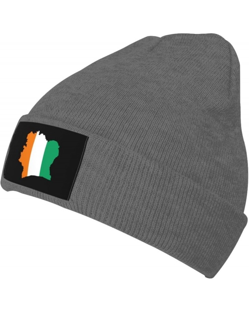 Cote D'Ivoire Terrain Map Beanie Hat for Men Women Knit Skull Cap Warm Hats Black Knitted Caps Deep Heather $10.67 Skullies &...