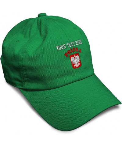 Soft Baseball Cap Poland Polska Seal Flag Embroidery Flags World Cup Soccer Cotton Dad Hats for Men & Women Kelly Green Perso...