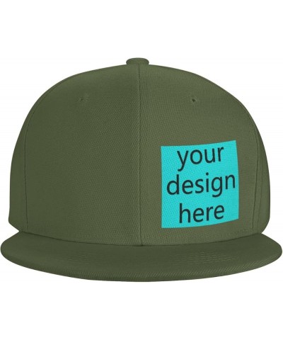 Custom Fitted Hats for Men Custom Text Logo Image Here Birthday Boy Hat Flat Brim Hats Moss Green-15 $8.09 Baseball Caps