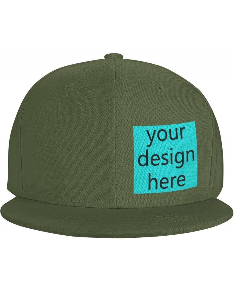 Custom Fitted Hats for Men Custom Text Logo Image Here Birthday Boy Hat Flat Brim Hats Moss Green-15 $8.09 Baseball Caps