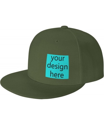 Custom Fitted Hats for Men Custom Text Logo Image Here Birthday Boy Hat Flat Brim Hats Moss Green-15 $8.09 Baseball Caps