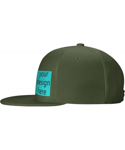 Custom Fitted Hats for Men Custom Text Logo Image Here Birthday Boy Hat Flat Brim Hats Moss Green-15 $8.09 Baseball Caps