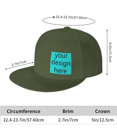 Custom Fitted Hats for Men Custom Text Logo Image Here Birthday Boy Hat Flat Brim Hats Moss Green-15 $8.09 Baseball Caps