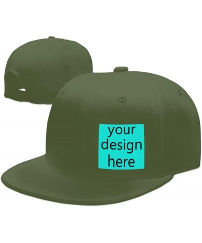 Custom Fitted Hats for Men Custom Text Logo Image Here Birthday Boy Hat Flat Brim Hats Moss Green-15 $8.09 Baseball Caps