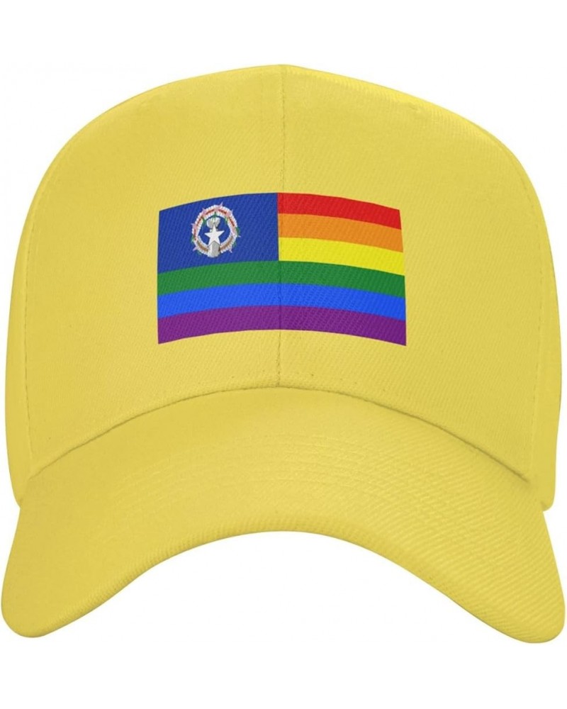 Pride Rainbow LGBT Flag of The Northern Mariana Islands Baseball Cap for Men Women Dad Hat Classic Adjustable Golf Hats Yello...